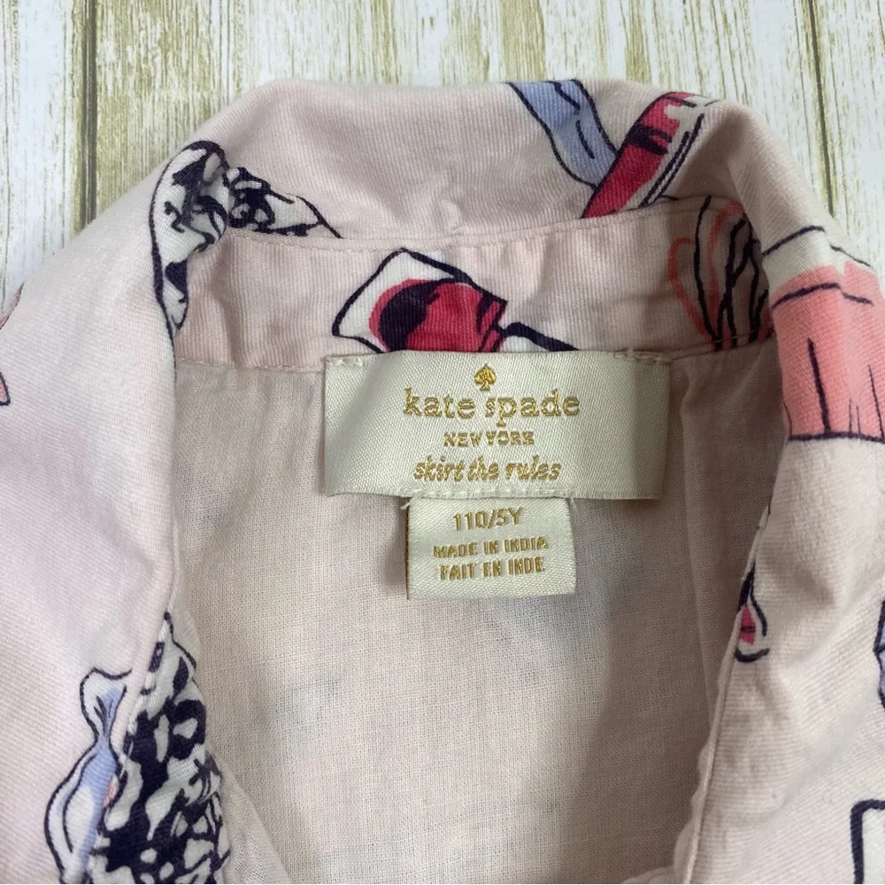 Kate Spade Pink School Supplies Collared Short Sleeve Dress